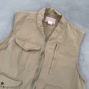 Vintage Filson 556‎ Travel Fishing Vest Khaki Cotton Utility Made USA Mens XL
